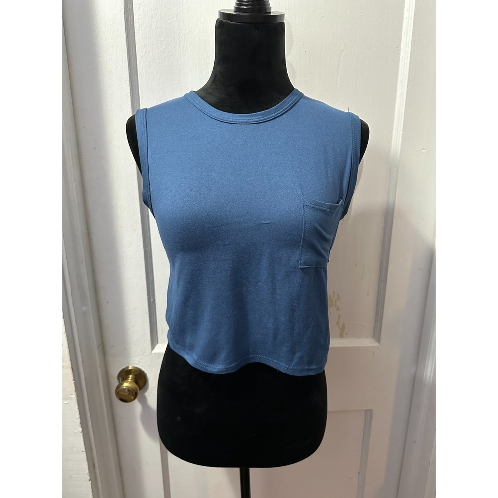 Brit & Bri Blue Cropped Tank in M